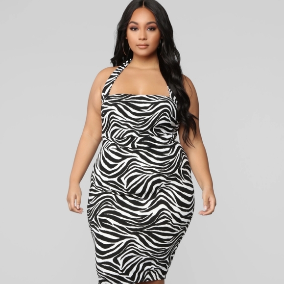 Zebra Halter Dress - Picture 1 of 3